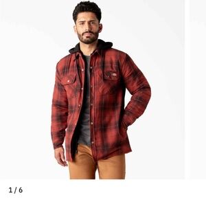 Water Repellent Flannel Hooded Shirt Jacket